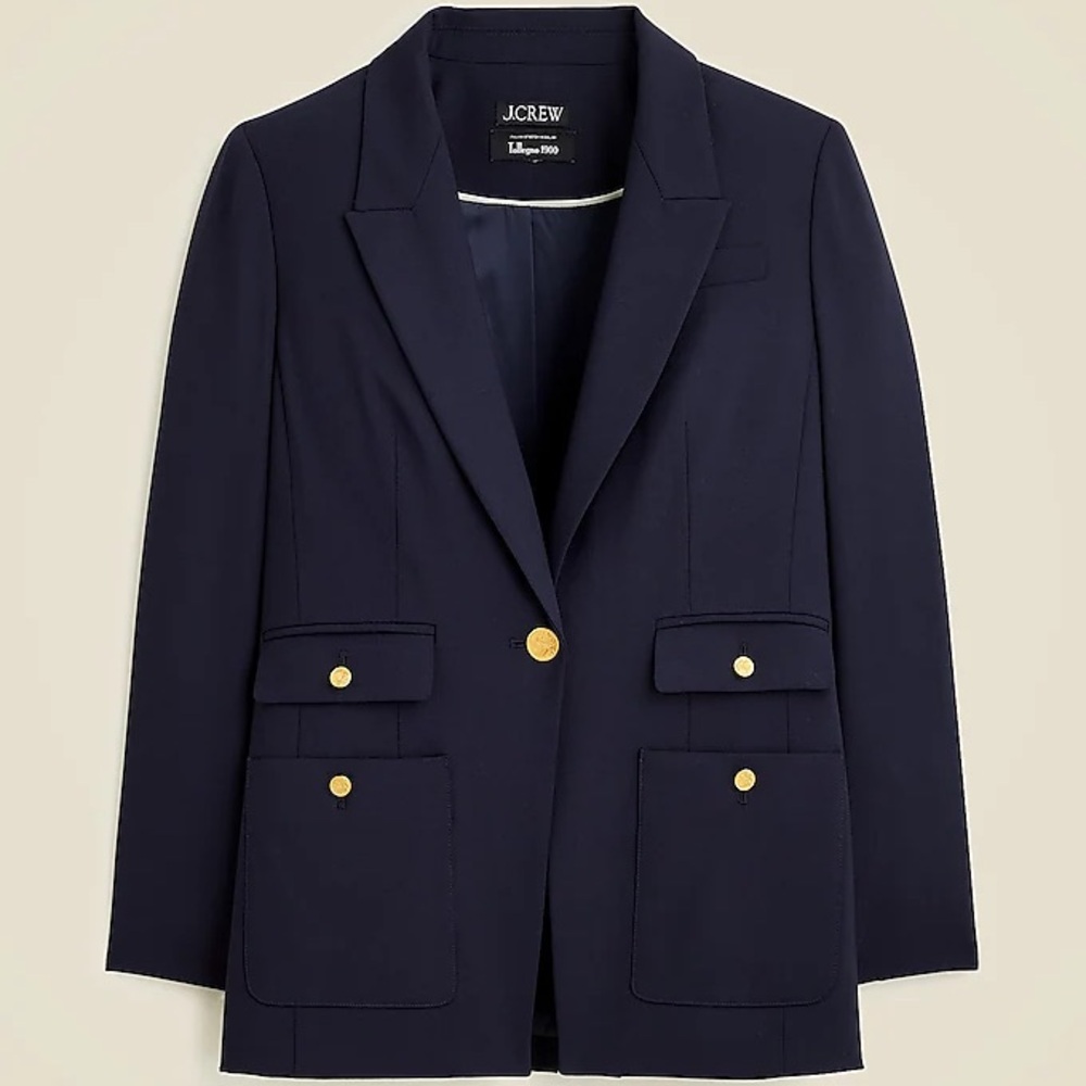J Crew Navy Vivienne blazer in Italian bi-stretch wool blend | size 10
